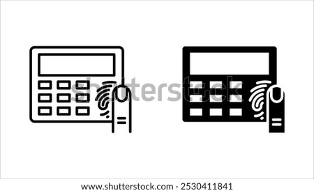 attendance machine icon set. fingerprint identification concept outline symbol design. vector illustration on white background