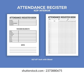 Attendance Register Book KDP Interior