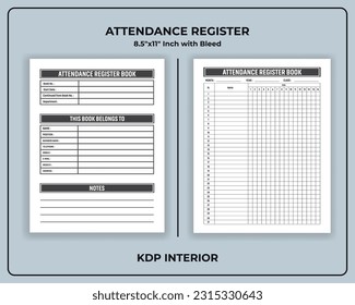 Attendance Register Book For Teachers KDP Interior