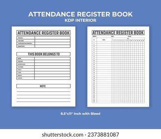 Attendance Register KDP Interior Template