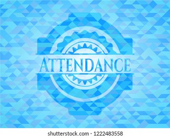 Attendance sky blue emblem with mosaic background