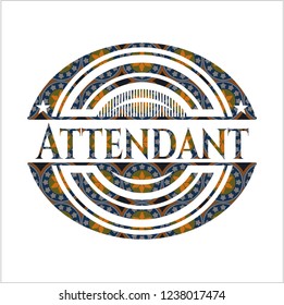 Attendant arabesque style emblem. arabic decoration.