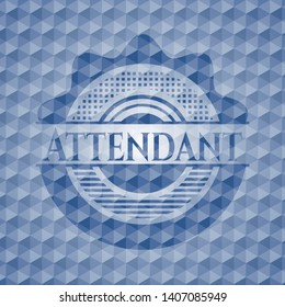 Attendant blue hexagon badge. Vector Illustration. Detailed.