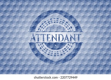 Attendant, blaues Hexagon-Emblem. Vektorgrafik. Detaillierte Angaben. 