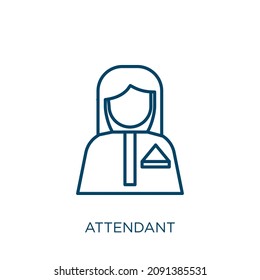 attendant icon. Thin linear attendant outline icon isolated on white background. Line vector attendant sign, symbol for web and mobile