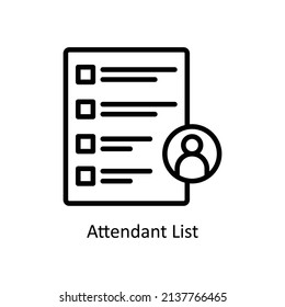 Attendant List vector outline icon for web isolated on white background EPS 10 file