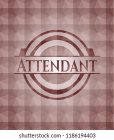 Attendant red emblem with geometric background. Seamless.