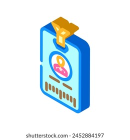 attendee badge isometric icon vector. attendee badge sign. isolated symbol illustration