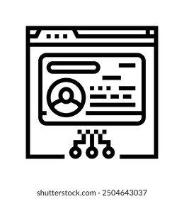 attendee badge virtual conference line icon vector. attendee badge virtual conference sign. isolated contour symbol black illustration