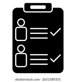 Attendee List Solid icon isolated on white 