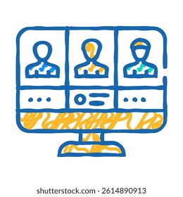 attendee networking doodle icon sketch vector. attendee networking sign. isolated symbol illustration