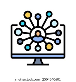 Vector de icono de color de conferencia virtual de redes de asistentes. signo de conferencia virtual de redes de asistentes. ilustración de símbolo aislado