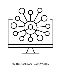 attendee networking virtual conference line icon vector. attendee networking virtual conference sign. isolated contour symbol black illustration