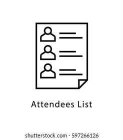 Attendees List Vector Line Icon 