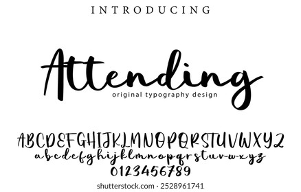 Attending Font Stylish brush painted an uppercase vector letters, alphabet, typeface