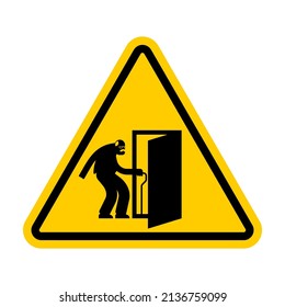 Attention ageism. Warning yellow road sign. Caution Age Discrimination