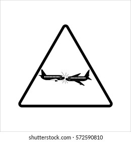 attention Airplane Collision vector icon. Style is flat symbol, rounded angles, white background.
