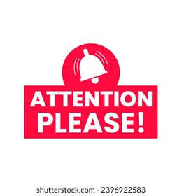 Attention alert red bell icon label sign design vector
