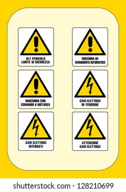 attention: alt danger safety limit, machines autostart machines with remote control, electric cables under tension electric cables underground electrical cables attention