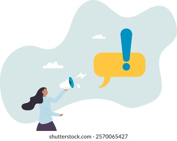 Attention announcement, important message or communicate broadcasting, loudspeaker or exclamation point loud voice.business concept.flat character.