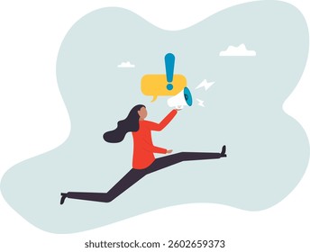 Attention announcement, important message or communicate broadcasting, loudspeaker or exclamation point loud voice.character for design.