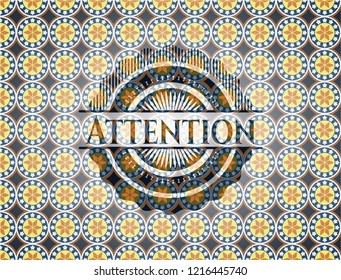 Attention arabesque emblem background. arabic decoration.