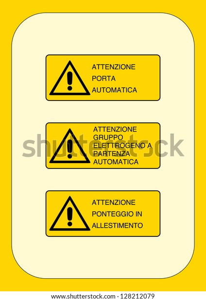 Attention Automatic Door Carefully Generator Start Stock Vector
