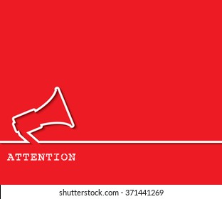 Aufmerksamkeitshintergrund mit Megaphon. Vektorgrafik