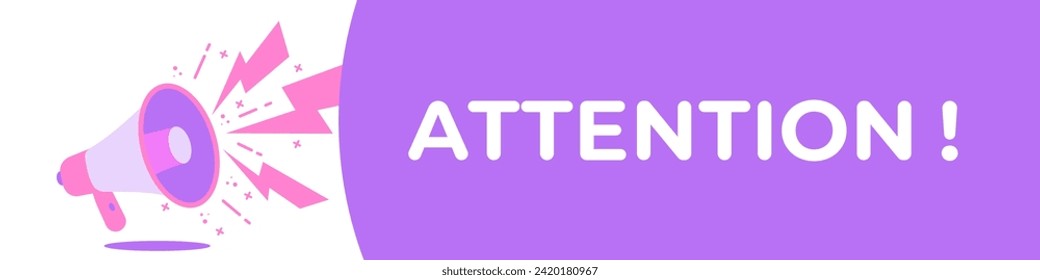 Attention banner with megaphone. Attention speech bubble. Vector illustration.
