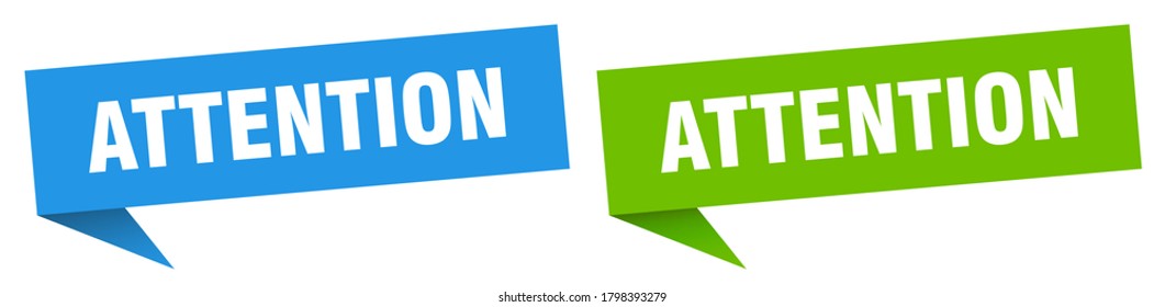 attention banner. attention speech bubble label set