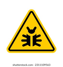 Attention Beetle sign. Caution Bug symbol. Yellow road sign