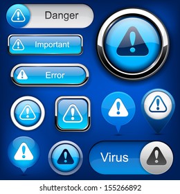 Attention blue design elements for website or app. Vector eps10. 