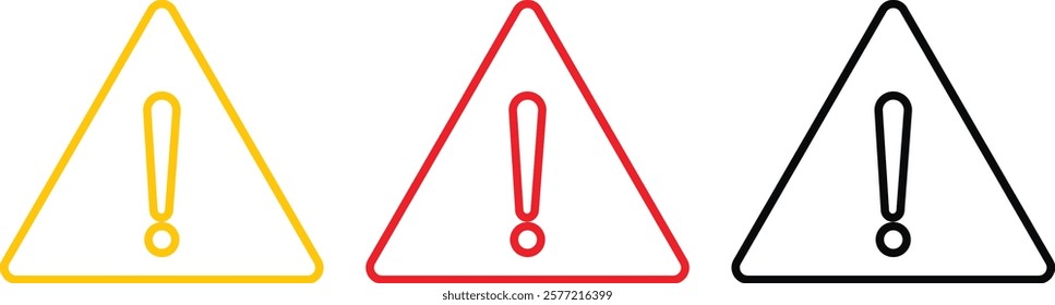 attention caution danger icon set, warning icon. exclamation mark icon