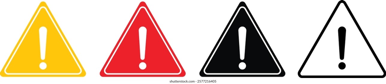 attention caution danger icon set, warning icon. exclamation mark icon