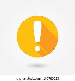 Attention Caution Sign Icon. Exclamation Mark. Hazard Warning Symbol. Flat Design Button. Warning Stamp. Error. Alert Icon. Danger. Prompt. Problem Sign. Beware Information. Important Icon. 