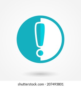 Attention caution sign icon. Exclamation mark. Hazard warning symbol. Colored Flat design button. Vector 
