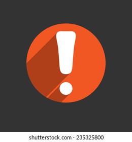Attention caution sign icon. Exclamation quality mark. Hazard warning symbol. Four squares. Colored Flat design red button on black background. Vector illustration EPS 10