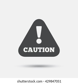 Attention caution sign icon. Exclamation mark. Hazard warning symbol. Flat caution web icon on white background. Vector