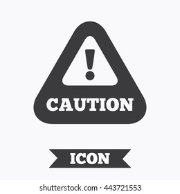 Attention caution sign icon. Exclamation mark. Hazard warning symbol. Graphic design element. Flat caution symbol on white background. Vector