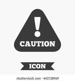 Attention caution sign icon. Exclamation mark. Hazard warning symbol. Graphic design element. Flat caution symbol on white background. Vector