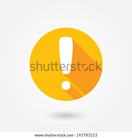 Attention caution sign icon. Exclamation mark. Hazard warning symbol. Flat design button. Warning stamp. Error. Alert icon. Danger. Prompt. Problem sign. Beware information. Important icon. 