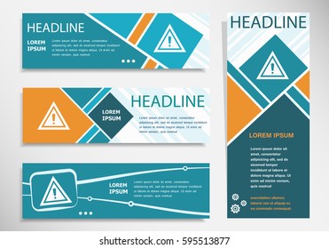 Attention caution sign on horizontal and vertical banner. Modern banner design template.