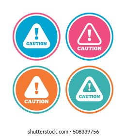 Attention caution signs. Hazard warning icons.