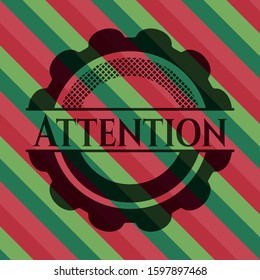 Attention christmas badge background. Vector Illustration. Detailed.