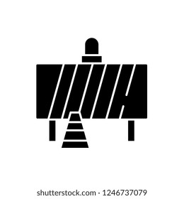 Attention construction work black icon, vector sign on isolated background. Attention construction work concept symbol, illustration 