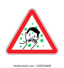 Attention coronavirus. Red triangle road sign. Caution Virus carriers. Virus epidemic