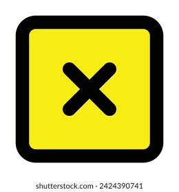 attention crossing x stop yellow black square sign traffic warning caution isolated symbol logo hazard danger badge road mark vector flat design for website mobile isolated white Background