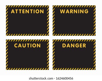 Attention, danger, caution, warning sign. Risk vector. Hazard illustration. Exclamation alert symbol. Stop concept. Accident protection banner. Dangerous area image. Do not enter line mark.