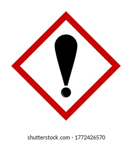 Attention Danger or Hazard Warning Sign with Exclamation Mark and Diamond Shaped Frame. Vector Image.