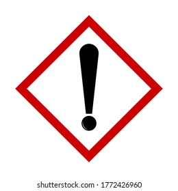 Attention Danger or Hazard Warning Sign with Exclamation Mark and Diamond Shaped Frame. Vector Image.